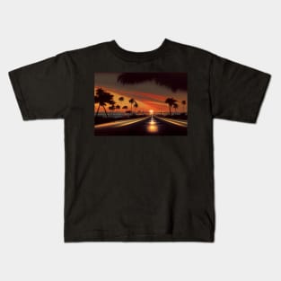 In To The Sunset On The Road To Fantasy Island / Abstract And Surreal Unwind Art Kids T-Shirt